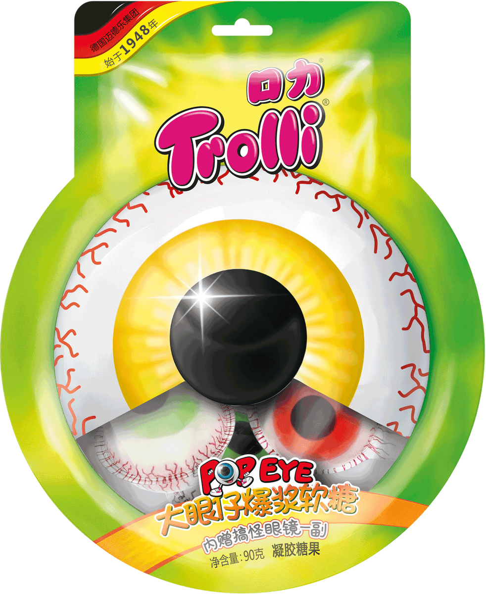Trolli Pop Eye Soft Fruit Gummy Glotzer Candy with Sour Center
